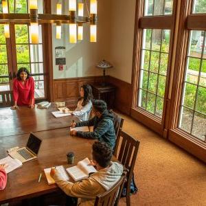 Students listen during class